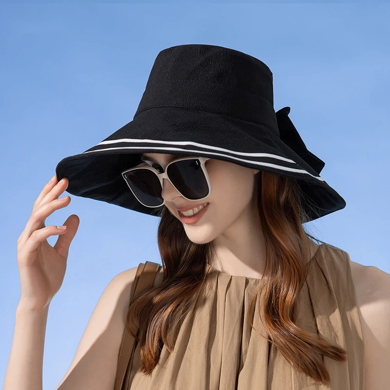 Top Trends: Women Summer Folding Bucket Hat For Beach Holiday Lady Spring Striped Bowler For Outdoor Sunscreen Elegant Sun Protection Cap Shoppable Styles - Image 4