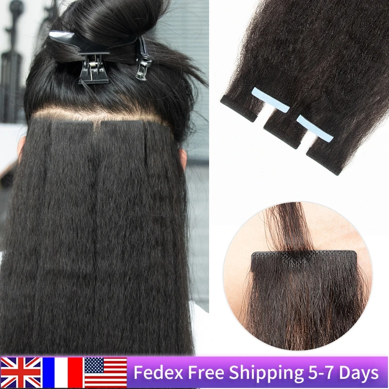 Top Trends: Invisible Kinky Straight / Light Yaki Straight Tape Ins Injected Tape In Human Hair Extensions Remy Black Core Glue Seamless 20PCS Shoppable Styles