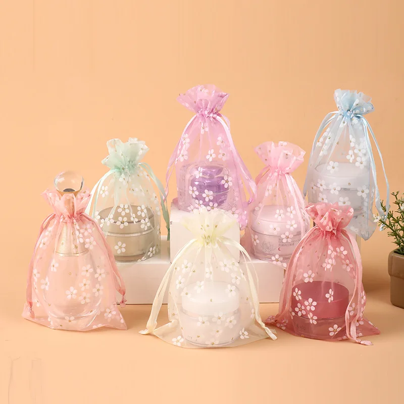 Top Trends: 10pcs / Lot 10x14 13x18 16x23 Embroidery Organza Sachet Jewelry Packaging Pouches Wedding Party Candy Bolsa Drawstring Gift Bags Shoppable Styles