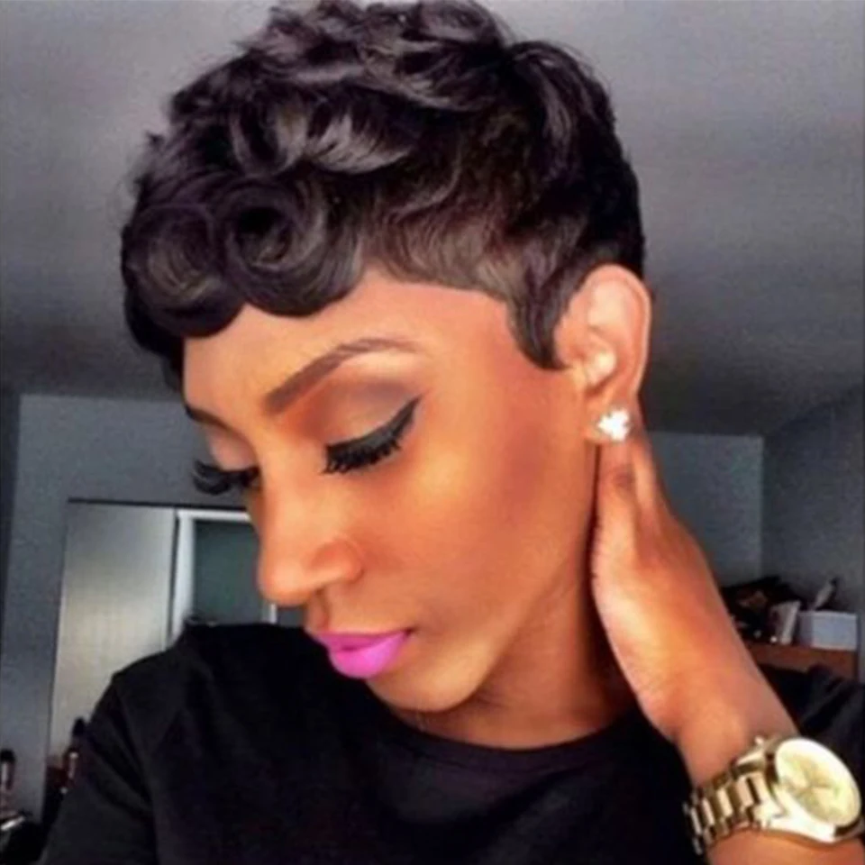 Top Trends: Sleek Pixie Cut Wig Short Human Hair Wigs For Women 613 Blonde Remy Brazilian Hair Wigs Red Colored Ocean Wave Short Wigs Shoppable Styles