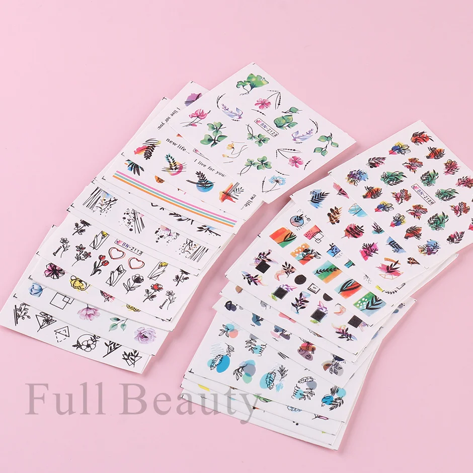 Top Trends: 24pcs Flower Graffiti Water Nail Sticker Set Ink Blooming Floral Leaf Nail Art Design Polish Manicure Decoration Sliders Shoppable Styles - Image 6