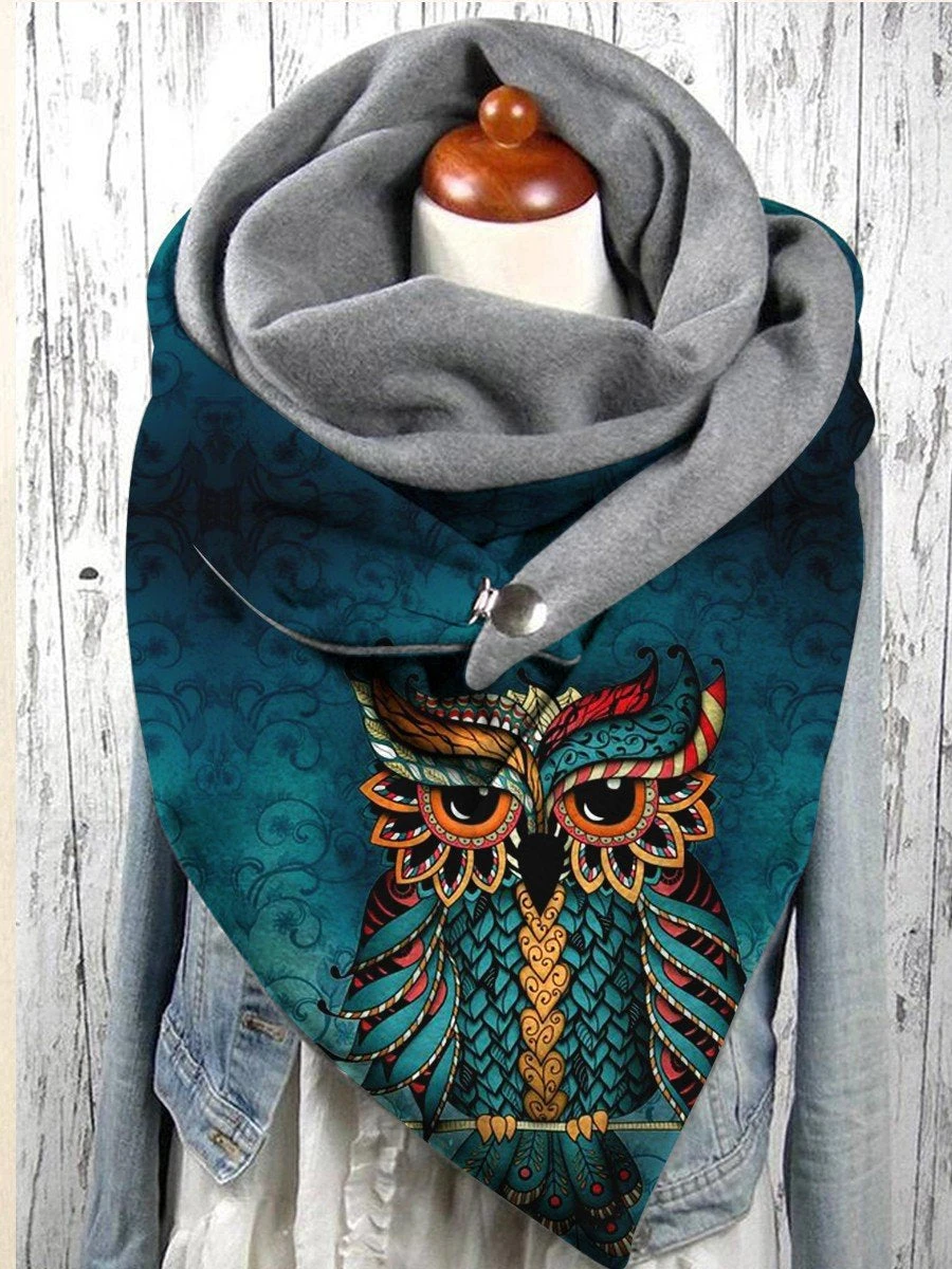 Top Trends: Retro Owl 3D Print Warm Fleece Casual Scarf And Shawl For Women Shoppable Styles