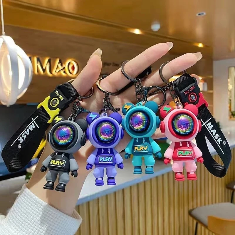 Top Trends: Colorful Astronaut Bears Key Chains Sweet Cute Animal Keyring Holder For Car Hanging Bag PVC Jewelry Accessories Gift For Womens Shoppable Styles