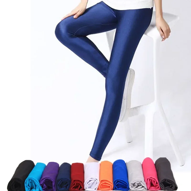 Top Trends: Women Shiny Pant Leggings Hot Selling Leggings Solid Candy Color Fluorescent Spandex Elasticity Casual Trousers Shinny Legging Shoppable Styles