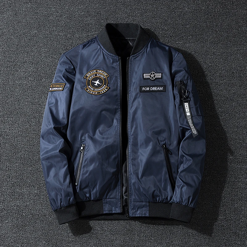 Top Trends: Bomber Jacket Ma1 Air Force Pilot Airplane Flight Embroidery Pattern Aviator Baseball Uniforms Autumn Outdoor Work Wear Jacket Shoppable Styles