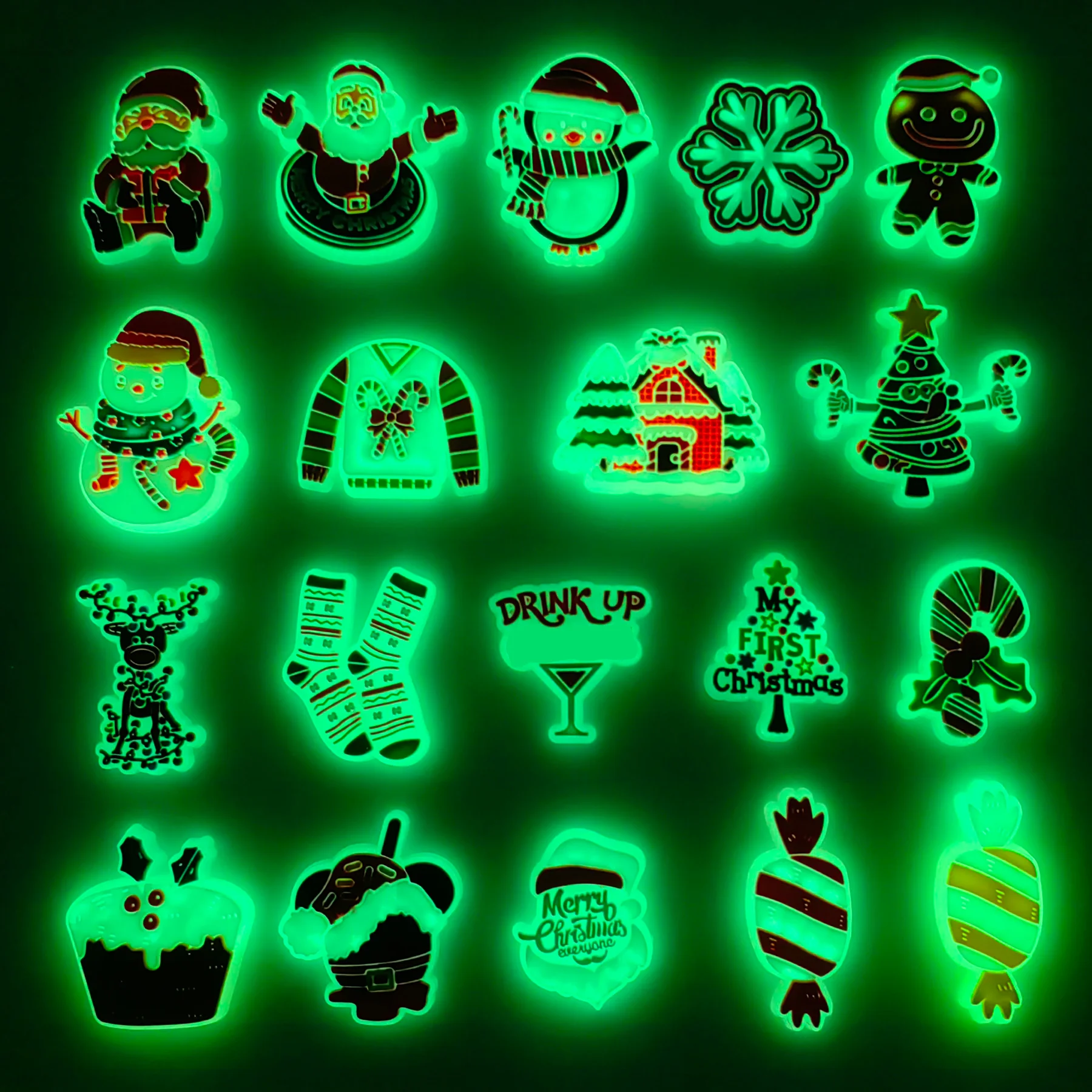 Top Trends: 1-19Pcs PVC Christmas Tree Snowman Luminous Shoe Buckle Charms Decorations Boys Girls Shoe Accessories Fit Gift Shoppable Styles