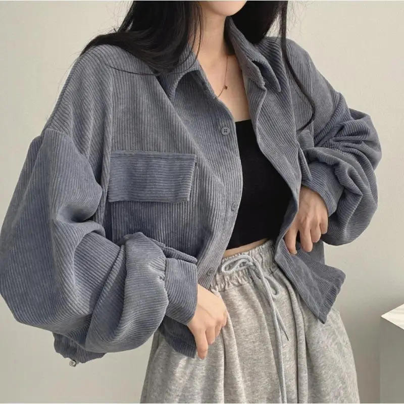 Top Trends: Shirt Jacket Cropped Women Long Sleeve Jackets Oversized Harajuku Korean Fashion Female Loose Vintage Streetwear Cool Chic Coat Shoppable Styles