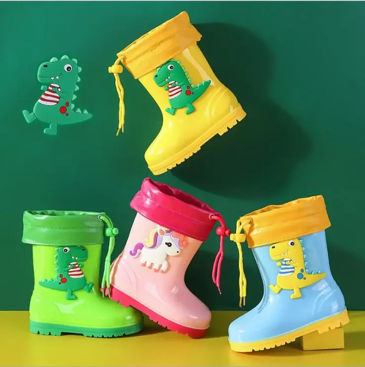 Top Trends: Rain Boots Kids Boys Girls Cute 3D Dinosaur Children&#039;s Rain Boots Plush Warm Ankle PVC Waterproof Baby Water Shoes Rainboots Shoppable Styles