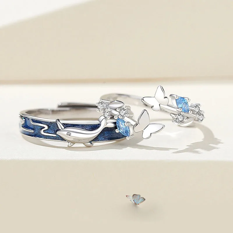 Top Trends: New Hot Selling Silver Color Butterfly Whale Fashion Couple Open Rings Everything JZ0154 Shoppable Styles