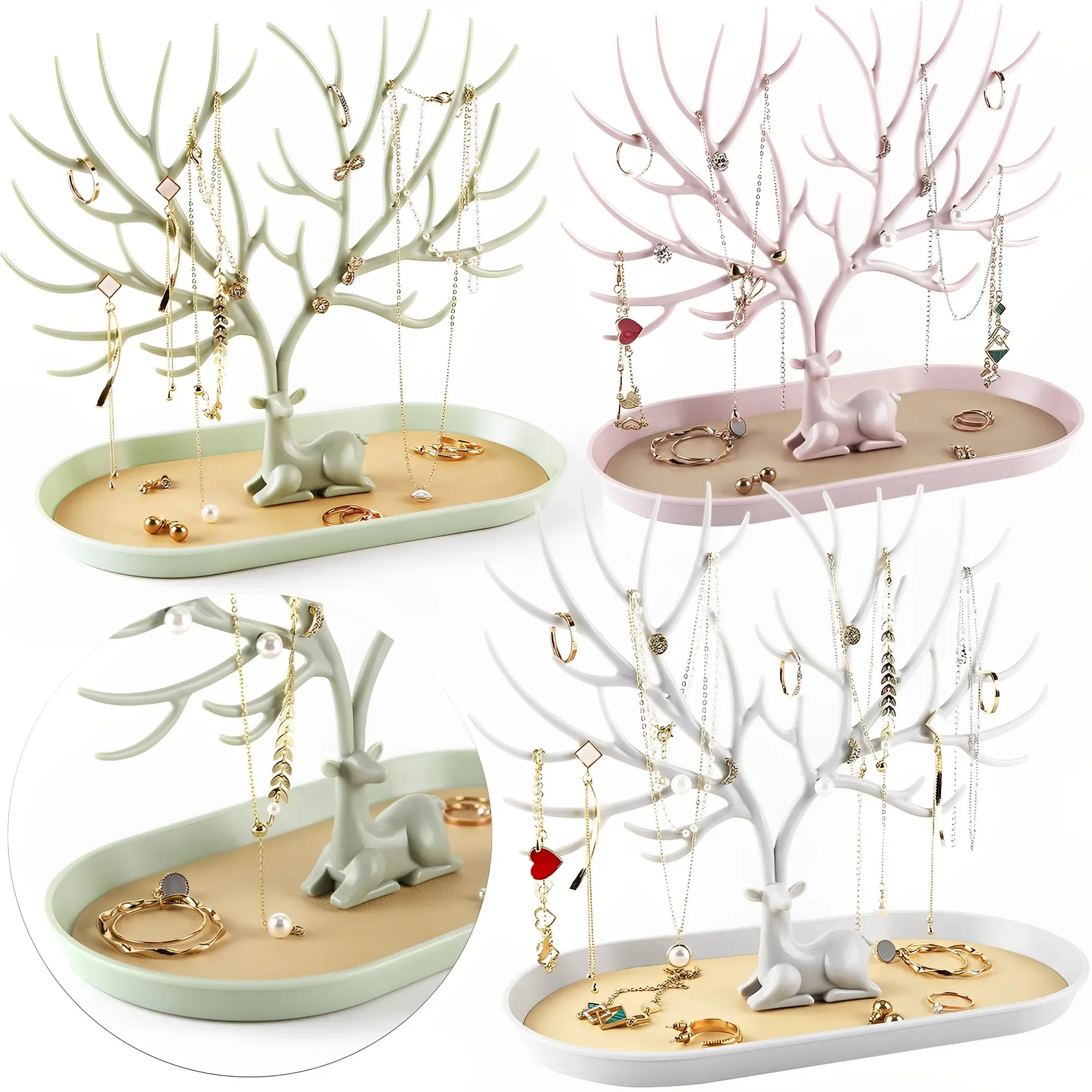 Top Trends: Deer Jewelry Rack Earrings Necklace Ring Pendant Bracelet Jewelry Display Stand Tray Tree Storage Jewelry Organizer Holder Shoppable Styles