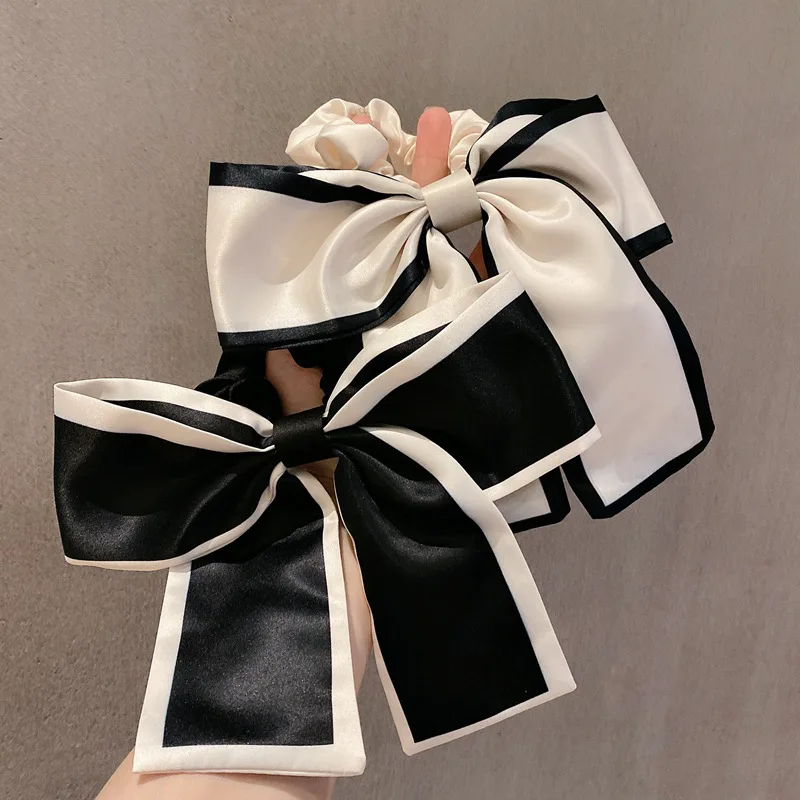 Top Trends: Large Bow Ribbon Hair Rope Rings Woman French Hair Scrunchies Ponytail Holder Elastic Hair Ties Hairbands Elegant Headwear Shoppable Styles