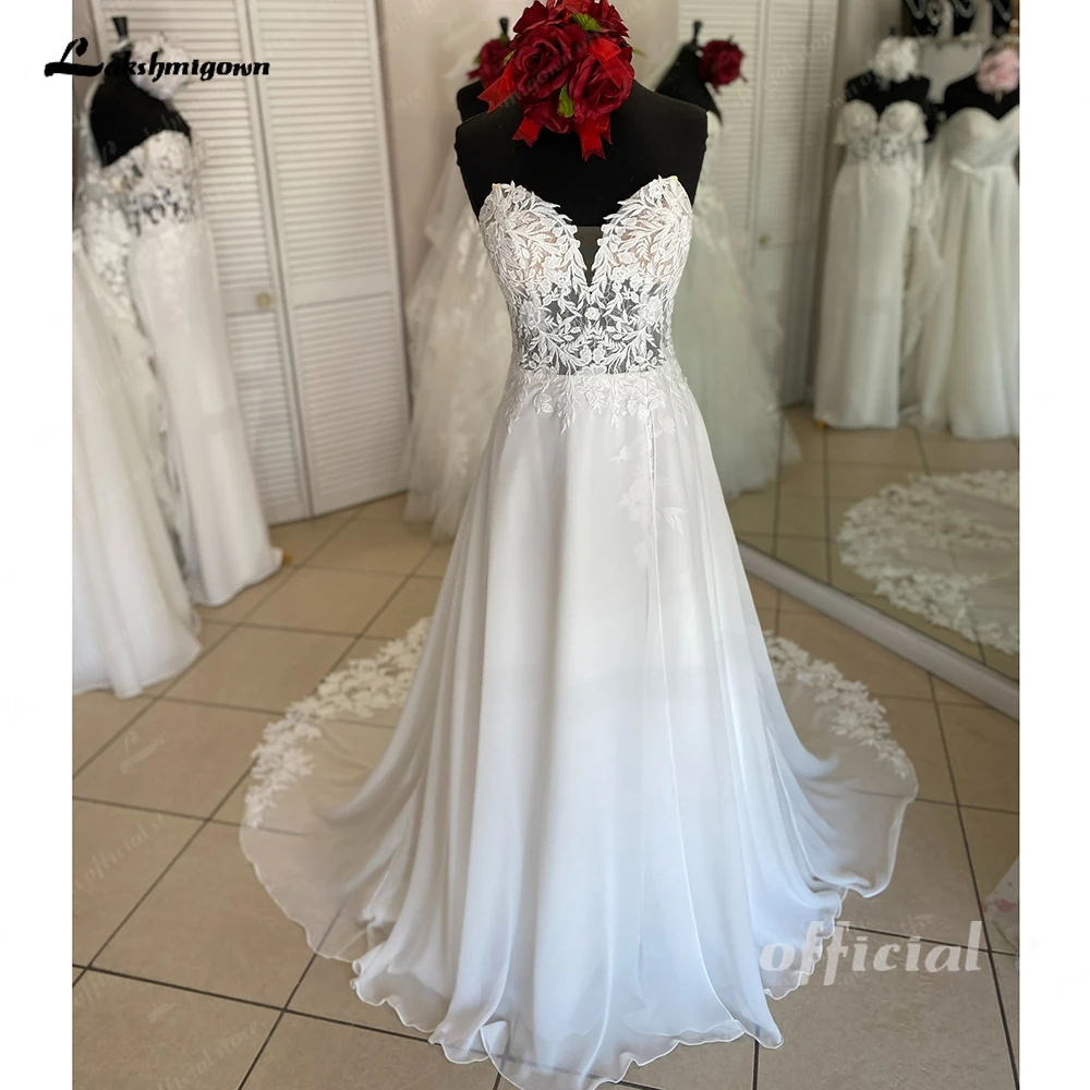 Top Trends: Lakshmigown Sweetheart Bohemian Wedding Dress Boho Long Chiffon Lace Sweep Bridal Gowns Custom Made Vestido De Noiva Shoppable Styles