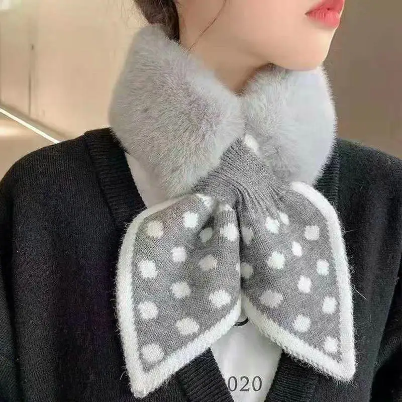 Top Trends: Faux Fur Neck Tie Scarf Women Scarves Wool Rabbit Fur Plush Snood Fur Collar Cute Girl Fake Ties For Ladies Warm Neckerchief Shoppable Styles - Image 4