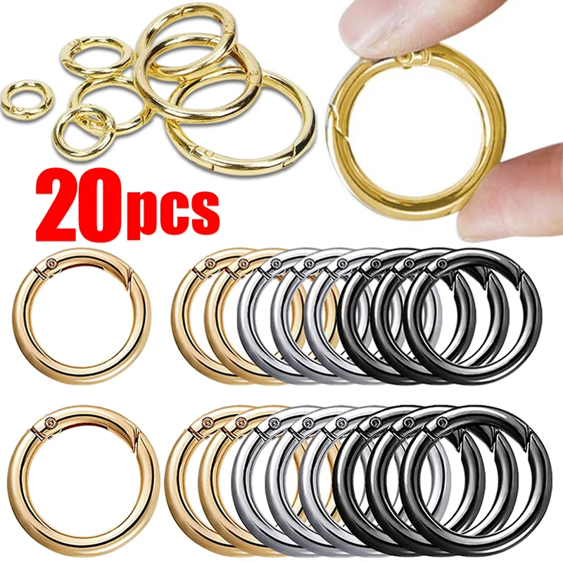 Top Trends: 20pcs Metal O Ring Spring Clasps For DIY Jewelry Openable Round Carabiner Keychain Bag Clips Hook Dog Chain Buckles Connector Shoppable Styles