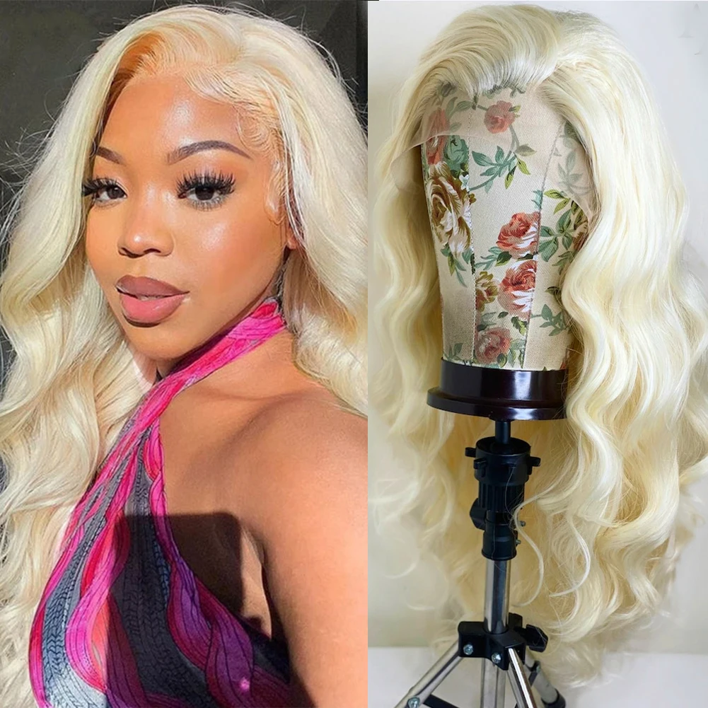 Top Trends: RONGDUOYI Blonde Synthetic Lace Wigs Glueless Lace Wigs For Women Cosplay Heat Resistant Fiber Body Wave Wigs Lace Front Wig Use Shoppable Styles