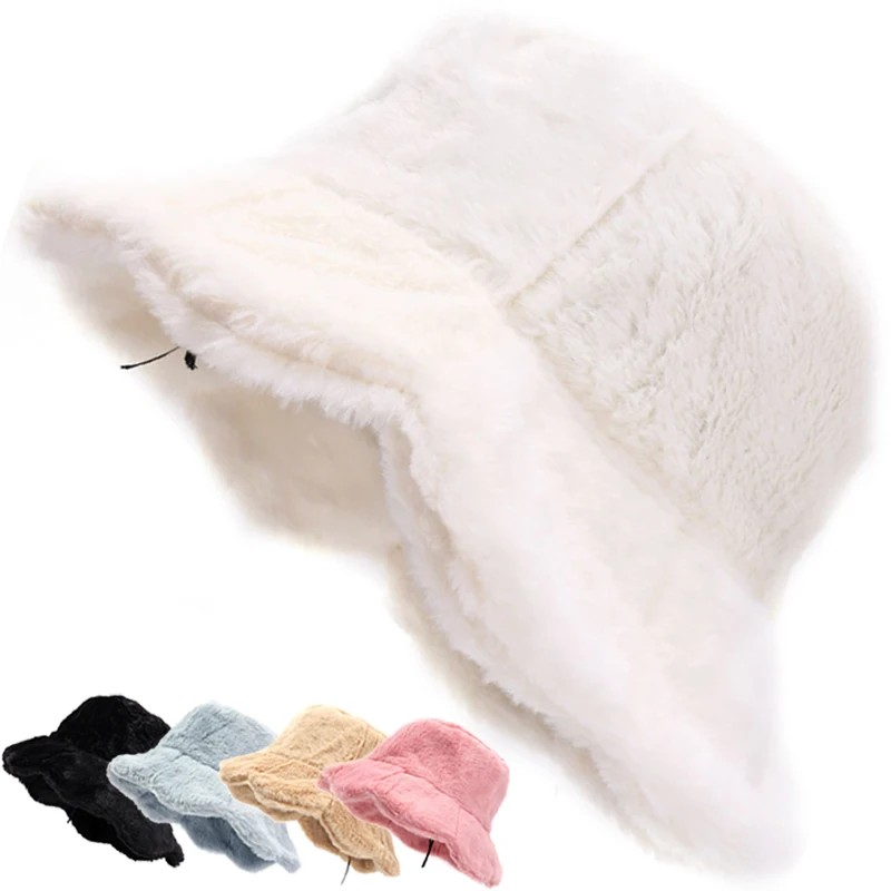 Top Trends: Soft Fluffy Ruffle Bucket Hat Plush Lotus Leaf Winter Warm Fisherman Hat Women Girls Winter Trend Outdoor Panama Casual Cap Hats Shoppable Styles