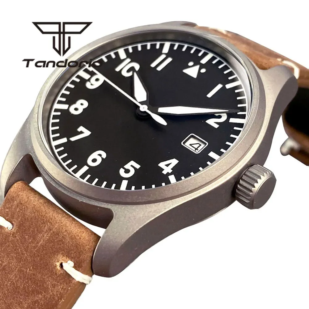 Top Trends: Tandorio NH35A Titanium 39mm Pilot 200M Dive Men's Automatic Watch Aviator Dial Date Sapphire Glass Luminous Screw Crown Leather Shoppable Styles