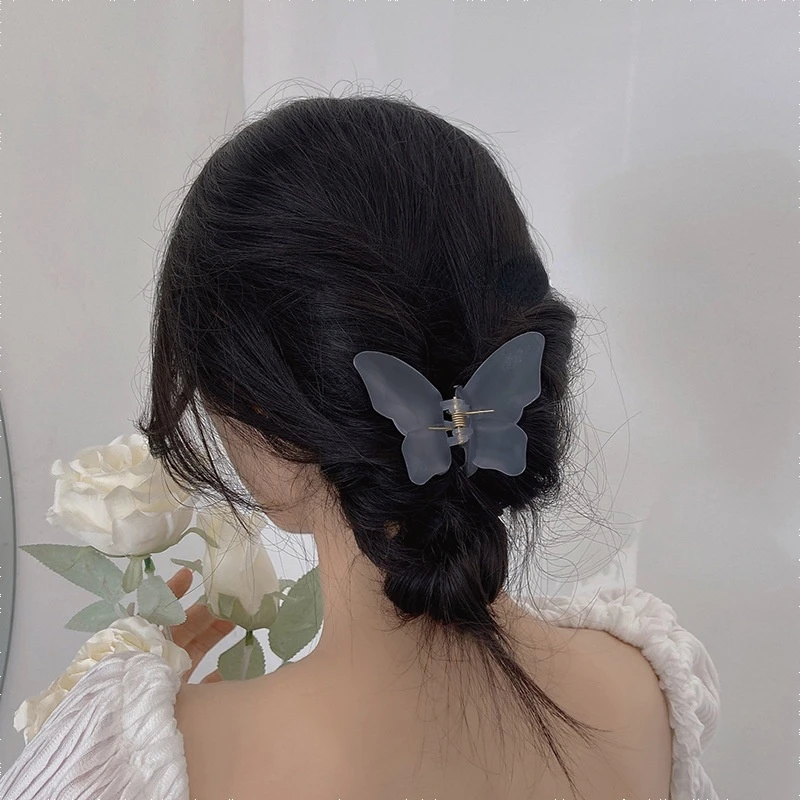 Top Trends: Fashion Butterfly Hair Clip Women Girls Matte Hair Clips Claw Crab Barrette Solid Sweet Simple Hair Clamps Hair Accessories Shoppable Styles