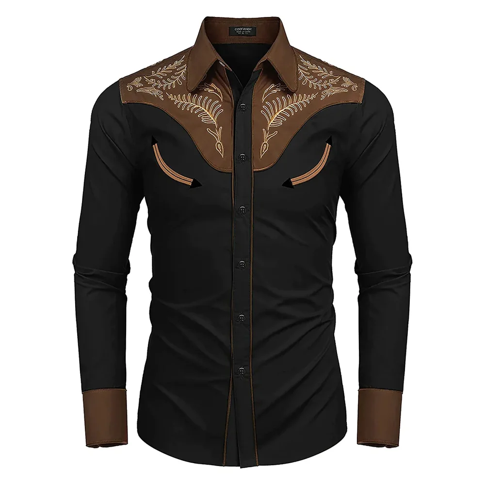 Top Trends: 2023 New Men's Western Printed Long -sleeved Lapel Single -breasted Shirt Casual Social Men's Club Street Clothing Shoppable Styles