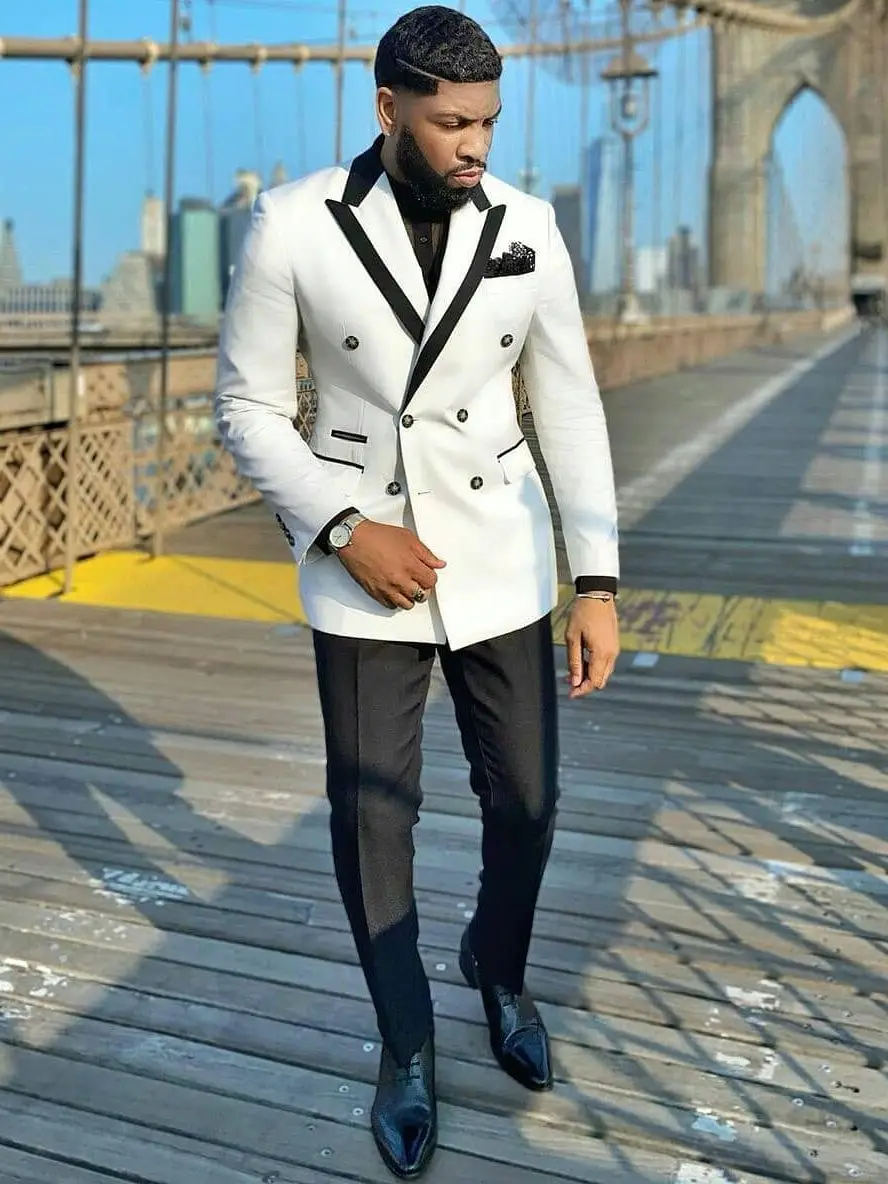 Top Trends: 2023 New Tailored White Double Breasted Men Suits Top Lapel Tuxedo Slim Fit Male Costume Pour Homme Groom Two Pieces Prom Sets Shoppable Styles