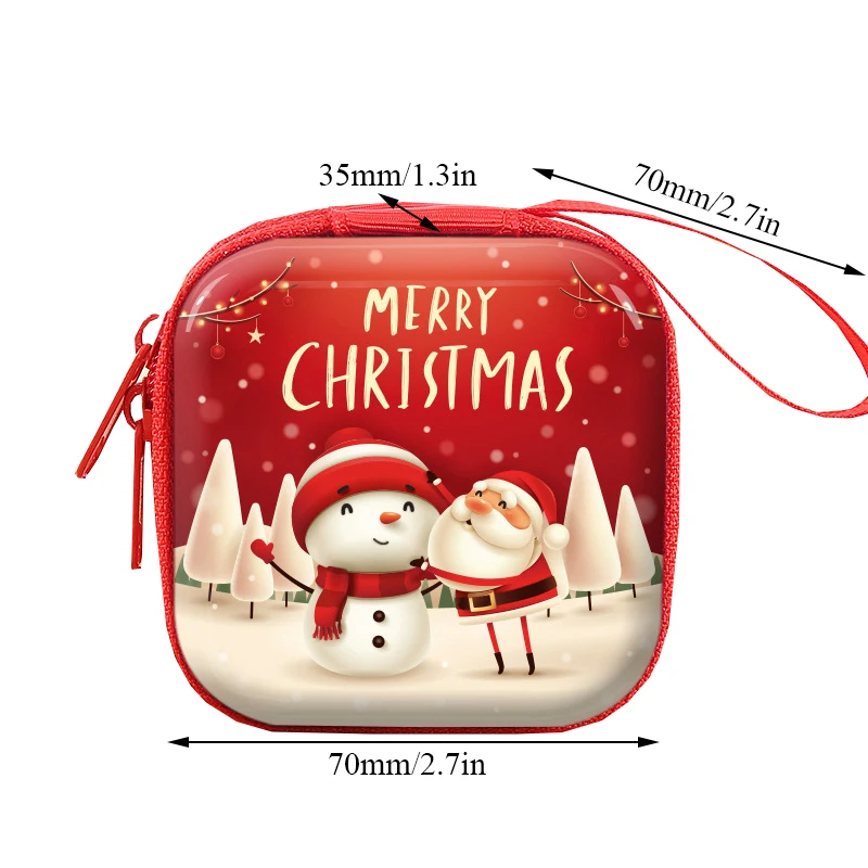 Top Trends: Tinplate Coin Purse Earphone Storage Bag Christmas Gifts Santa Claus Elk Pattern Coin Purse Key Coin Coin Bag Red Coin Purse Shoppable Styles - Image 4