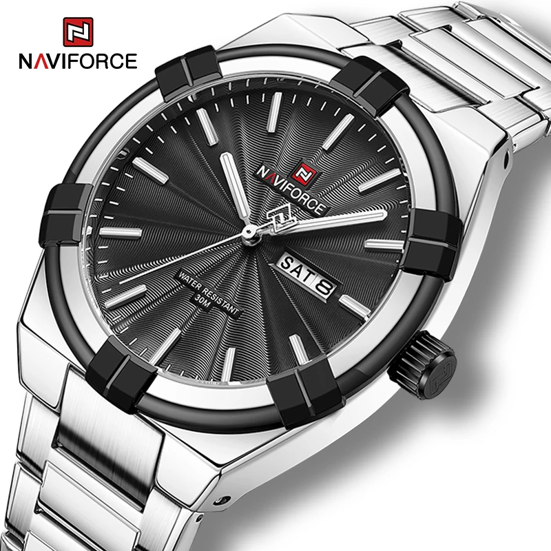 Top Trends: NAVIFORCE Military Sports Watch For Men Waterproof Male Clock Steel Band Quartz Day And Date Display Man Wristwatch Reloj Hombre Shoppable Styles