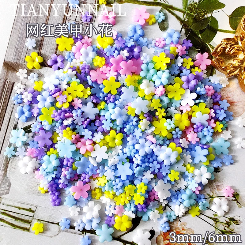 Top Trends: 100pcs Japanese 5Petal Flower Nail Art Acrylic Charms Mix Size Mini Flower Nail Decorations Kawaii Accessories DIY Design Parts Shoppable Styles