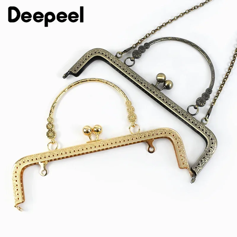 Top Trends: 1 / 2 / 5Pcs Deepeel 20.5cm Embossed Bags Handle Purse Frames Clutch Kiss Clasp Sewing Brackets DIY Metal Bag Handles Accessories Shoppable Styles - Image 6