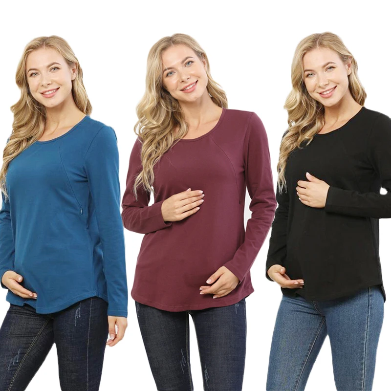 Top Trends: Autumn Long Sleeve Pregnancy Maternity Clothes Breastfeeding Tops For Pregnant Women Nursing Top Maternity T-shirt Freeshipping Shoppable Styles