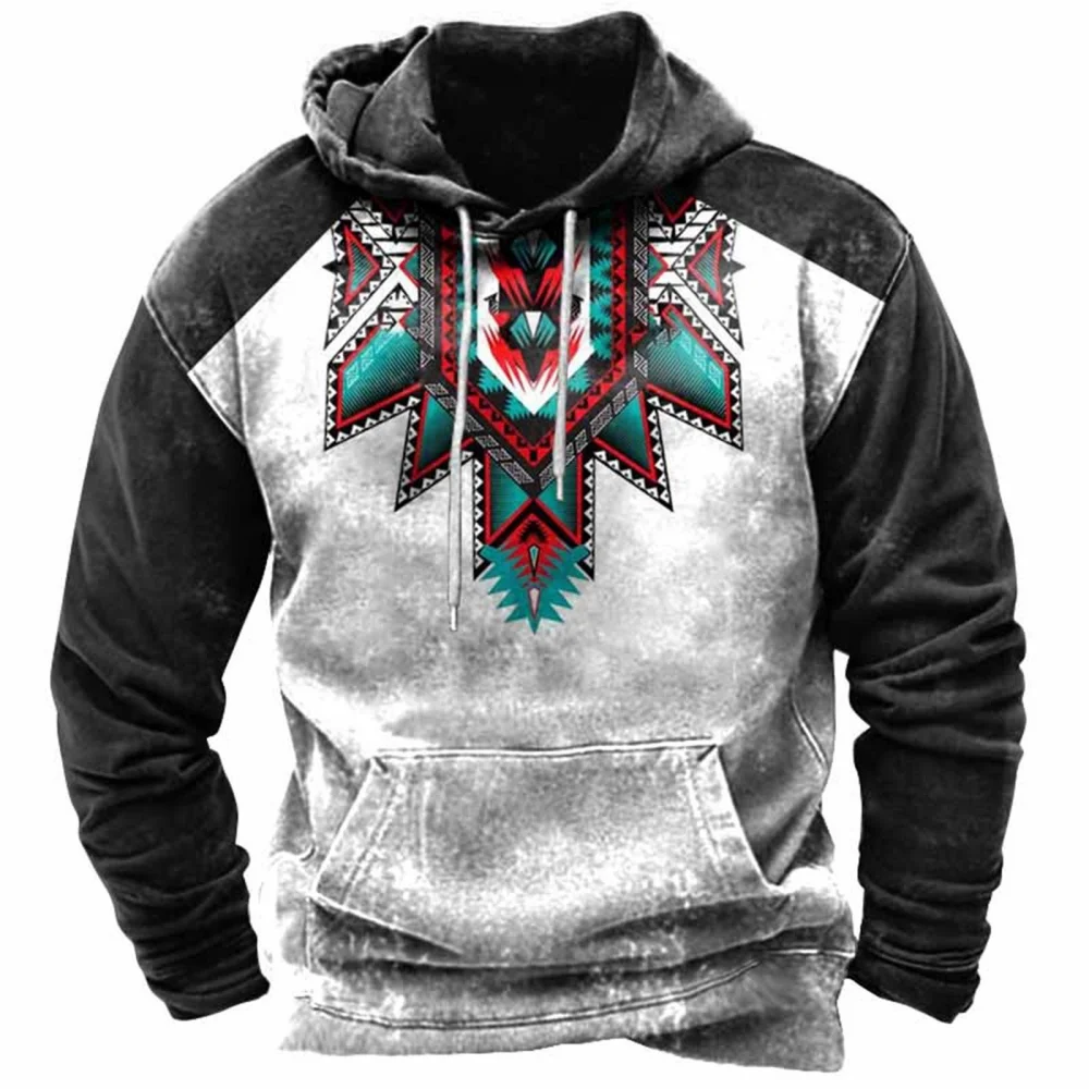 Top Trends: Indian Feather Totem Vintage Men's Hoodie Oversized Autumn Winter Spring Hooded Sweatshirt Casual Harajuku Full Sleeve Clothes Shoppable Styles - Image 3