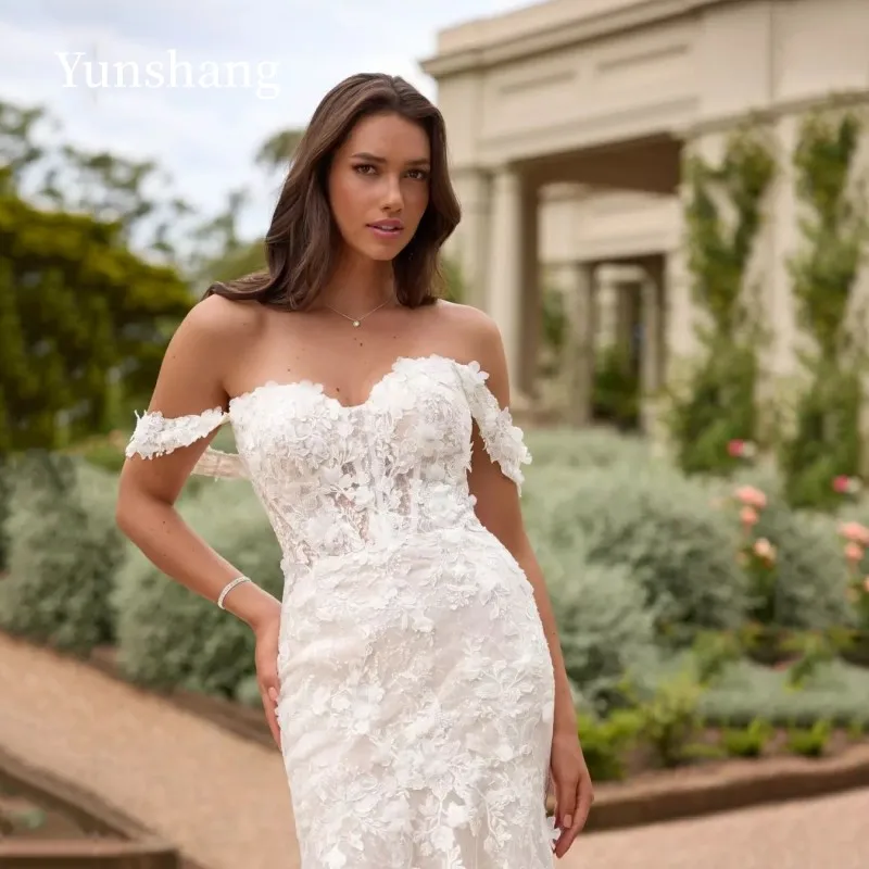 Top Trends: Yunshang Elegant Off The Shoulder Mermaid Wedding Dress 2024 Sweetheart Lace Open Back Bridal Gown Sweep Train Vestidos De Novia Shoppable Styles - Image 6