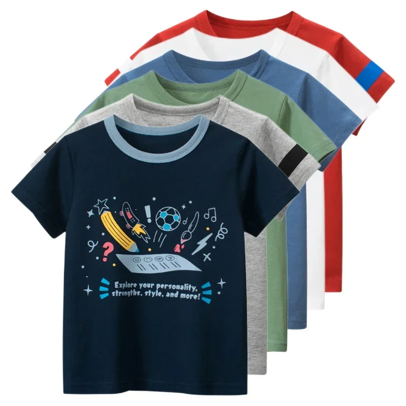 Top Trends: Letters Print T Shirt Boys Girls Summer Kid Clothes Unisex Figure T-shirts For Boy Cotton Top Tee Children's Clothing Dropship Shoppable Styles