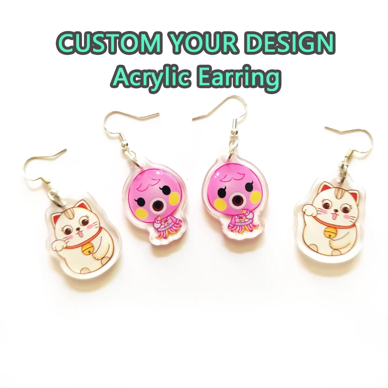 Top Trends: 1Pair Custom Earrings Clear Acrylic Accessorie Cartoon Design Customized Anime Charms Personalized Pendientes Earrings For Women Shoppable Styles