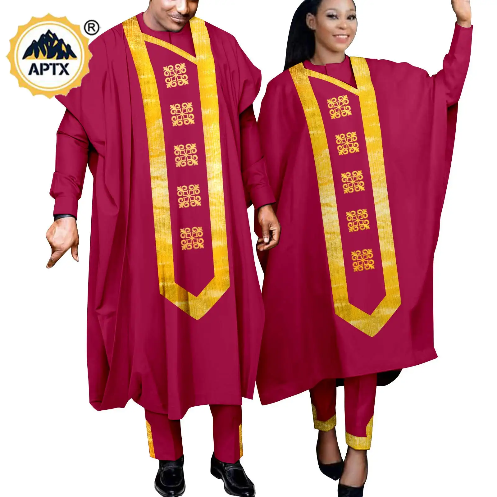 Top Trends: Bazin Riche Stylish Matching African Attire Couples Top Shirt And Pants Robe Sets Dashiki African Traditional Clothing Y23C099 Shoppable Styles