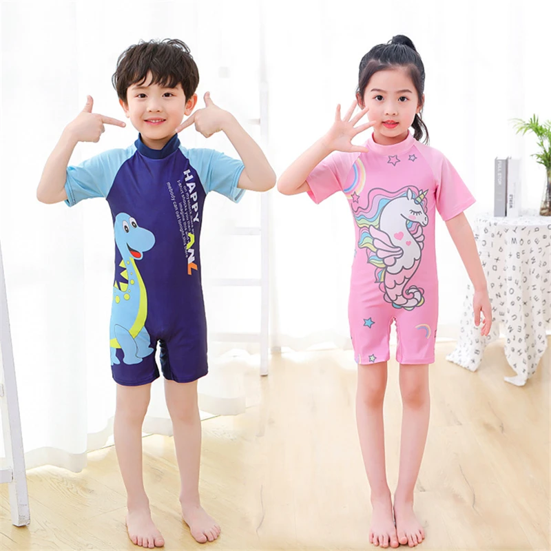 Top Trends: European One Piece Swimsuits Girls Swimwear Kids Boys Bathing Suit Cartoon Unicorn Quick Drying Swimming Clothes Baby Beachwear Shoppable Styles