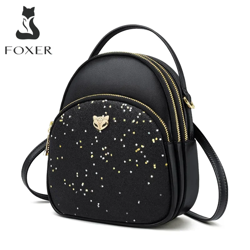 Top Trends: FOXER Glett Design Mini Female Backpack Split Leather Multilayer Space Women Shoulder Bag New Fashion Tote Girl Valentine's Gift Shoppable Styles