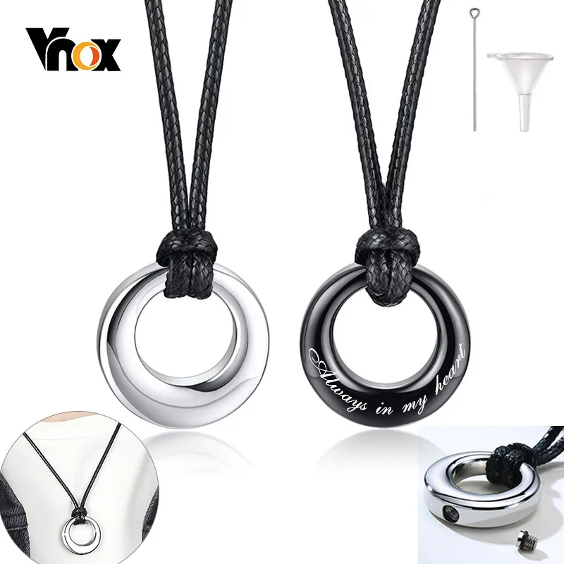 Top Trends: Vnox Free Customize Hollow Circle Of Life Necklace Women Men Stainless Steel Screw Eternity Urn Pendant Memorial Ashes Holder Shoppable Styles