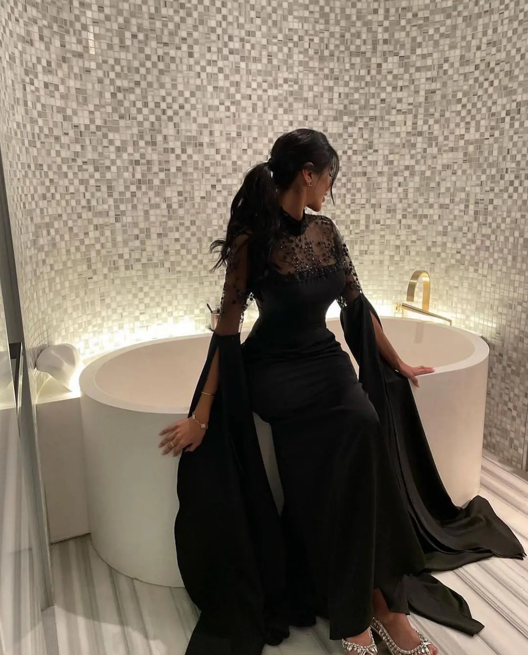 Top Trends: Bat Sleeves Evening Dresses Boat Neck Saudi Arabia Floor Length Short Prom Gowns Vestido De Festa Special Occasion Party Dress Shoppable Styles