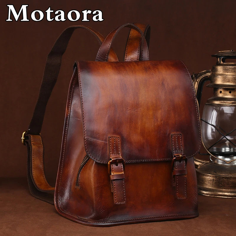 Top Trends: MOTAORA Genuine Leather Women's Backpack For Women Rucksack Bag Ladies Travel Daypack Real Cowhide Vintage High Quality Knapsack Shoppable Styles