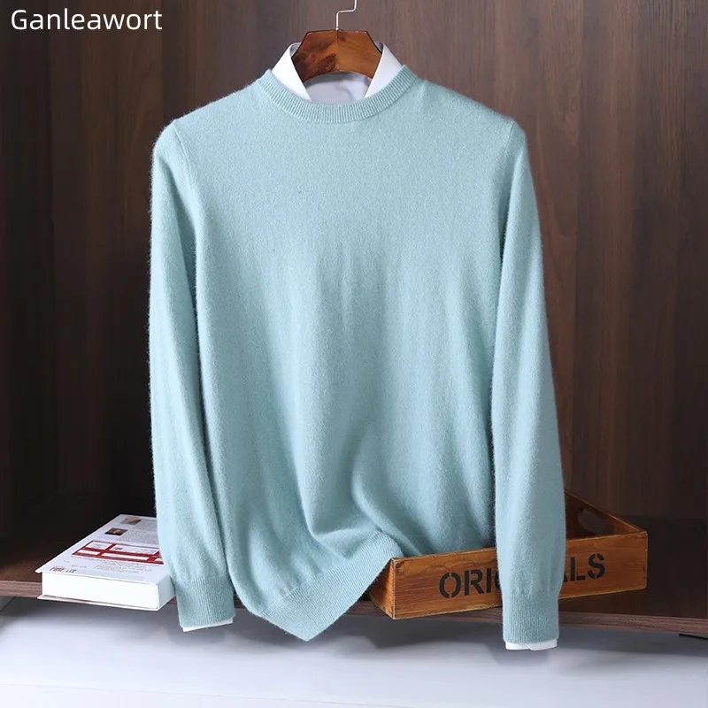 Top Trends: Men's Round Neck Pullover Long Sleeve Loose Large Size Knitted Bottom Shirt Autumn Winter New Korean Business Casual Sweater Top Shoppable Styles