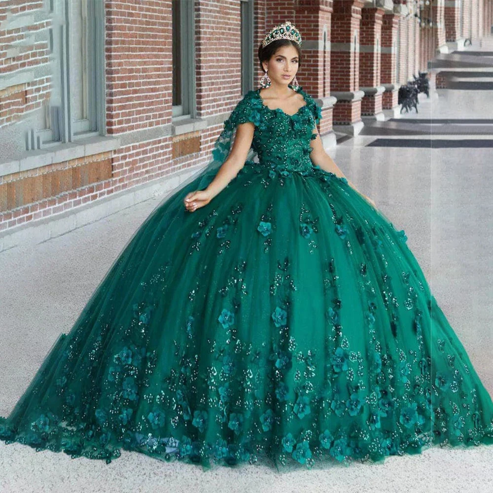 Top Trends: ANGELSBRIDEP Emerald Hunter Green Quinceanera Dress Off Shoulder Sequined Appliques Sweep Train Sweet 15 Years Robes De Soiree Shoppable Styles