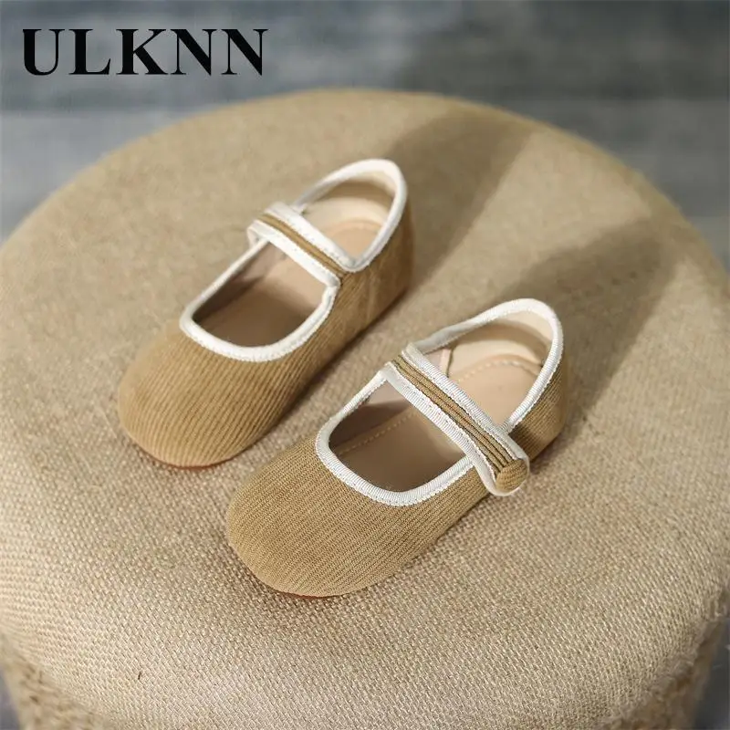 Top Trends: Kindergarten Breathable Single Shoes Girls Autumn Period Baby Corduroy Cloth Shoes Autumn 2023 Kid's Flats Khaki Shoe For Infant Shoppable Styles