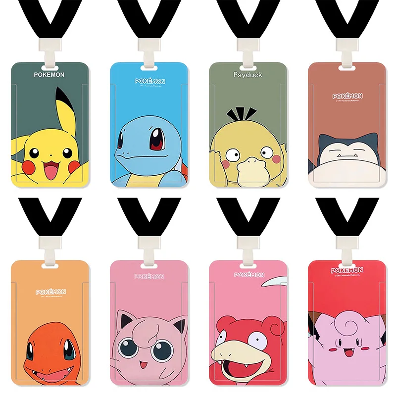 Top Trends: Pokemon Pikachu Cartoon Card Holder ID Card Hanging Neck Bag Anime Peripherals PVC Card Cover Protective Case Children Gifts Shoppable Styles