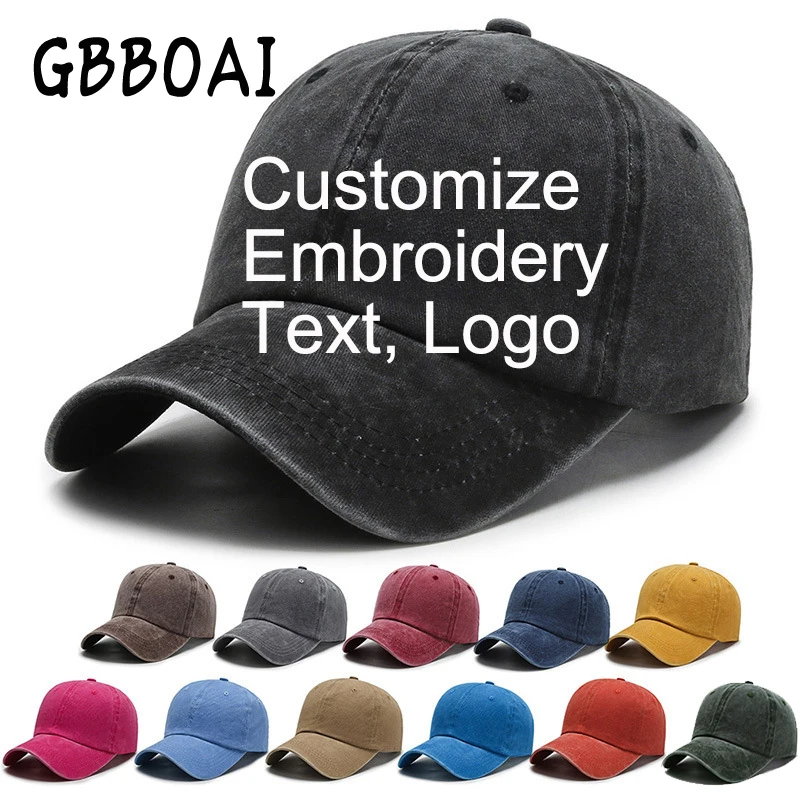 Top Trends: Custom Logo Washed Cotton Baseball Cap Personalized Embroidery Men&#039;S Women Dad Hat Monogram Team Party Gorras Shoppable Styles