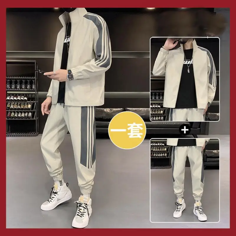 Top Trends: Men's Patchwork Tracksuit Jacket + Pants Two Peice Sets Autumn New High Quality Casual Tops Male Jogger Zipper Sportswear Set Shoppable Styles