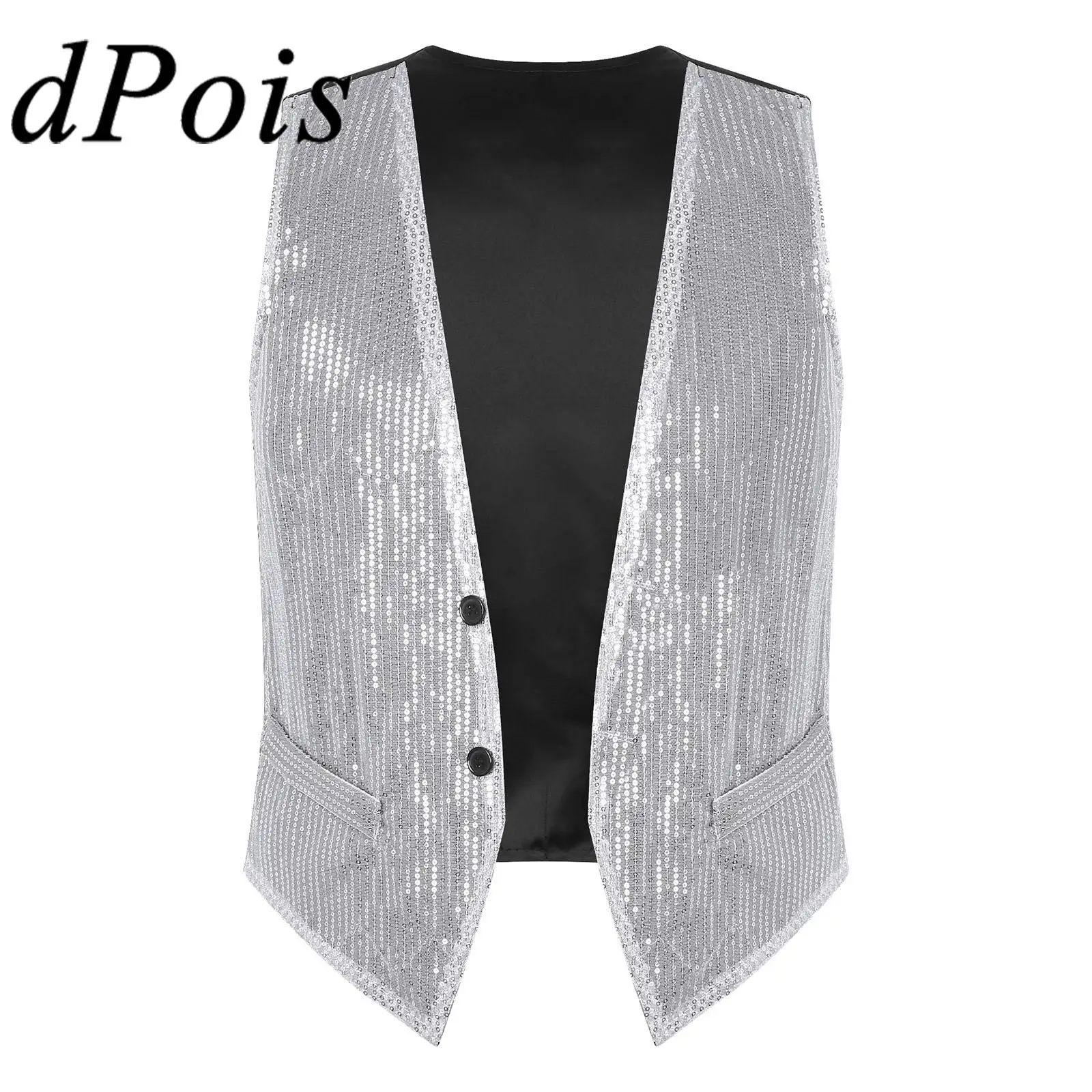 Top Trends: Mens Sparkling Sequins Vests Fashion Mans Sleeveless Waistcoat For Jazz Hip-hop Rave Dance Party Clubwear Performance Costume Shoppable Styles