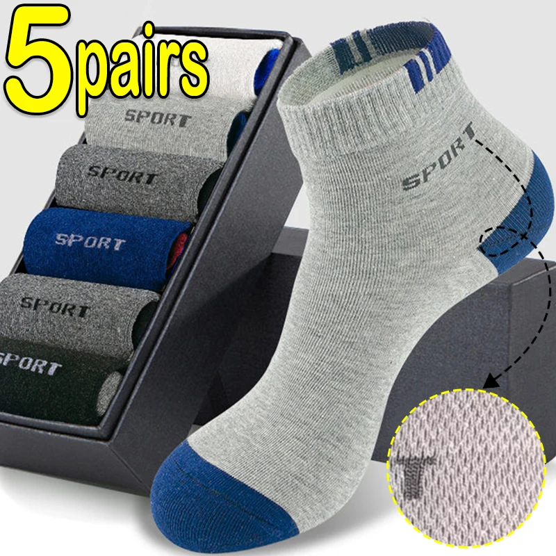 Top Trends: 5Pairs Winter Bamboo Fiber Men&#039;s Socks Breathable Cotton Letter Sports Sock Breathable Deodorant Business Socks Size 37-45 Sox Shoppable Styles