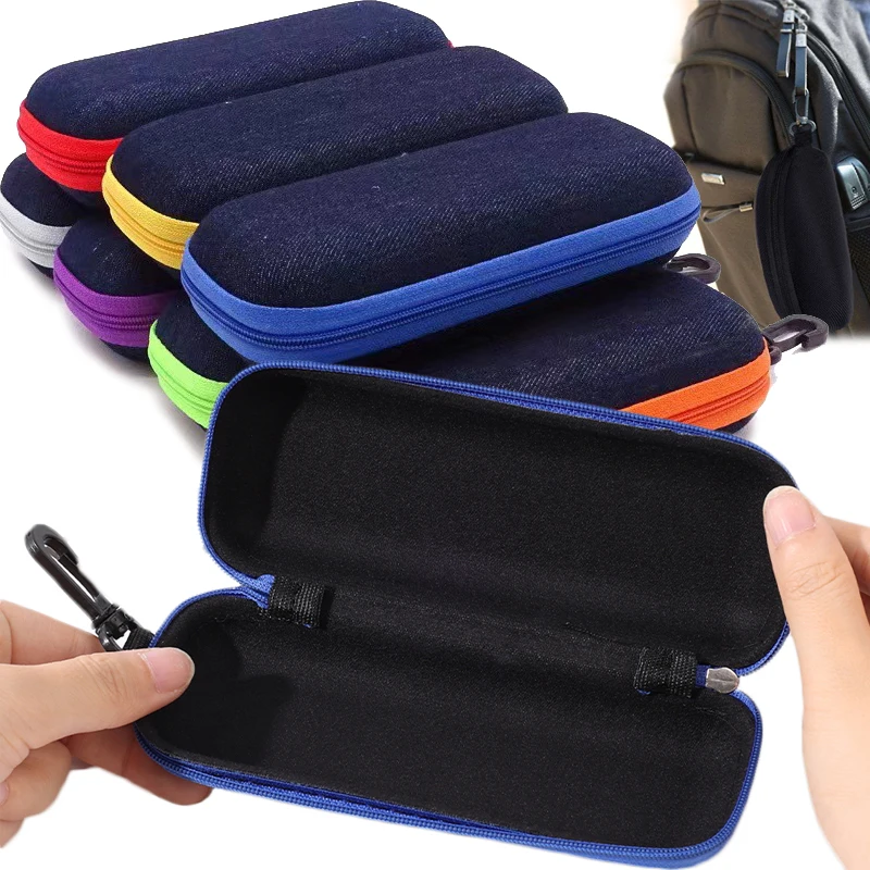 Top Trends: EVA Denim Protective Sunglasses Case Portable Zipper Glasses Boxes Travel Hook Linker Anti Loss Glasses Packaging Eyewear Box Shoppable Styles