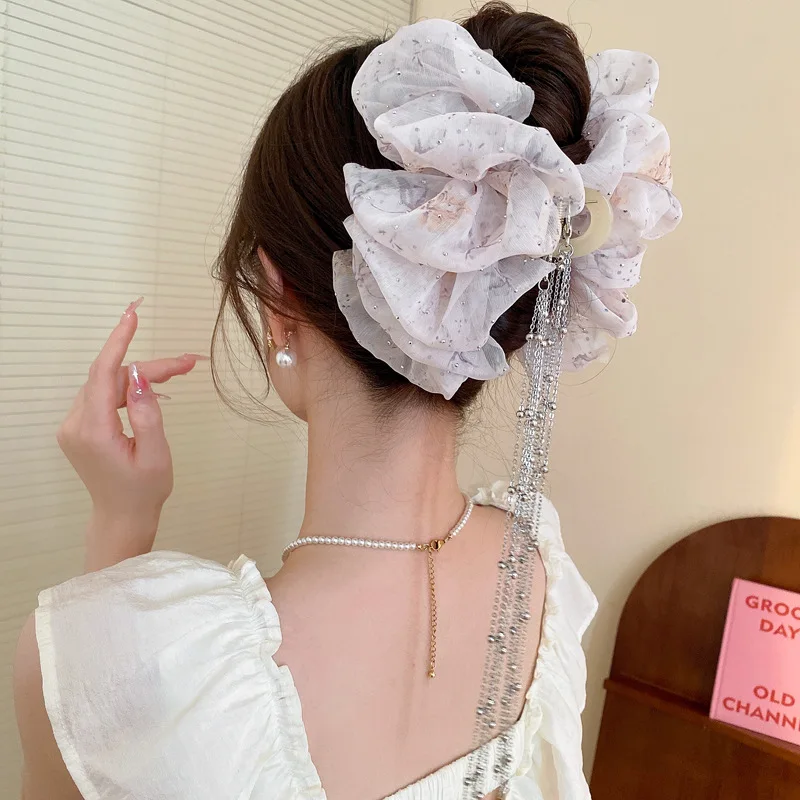 Top Trends: Super Sweet Hair Claw Clip Mesh Multi Layer Bow Tie Tassel Grip Hairpin Shark Hair Clip Headwear Girl Hair Accessories For Women Shoppable Styles - Image 6