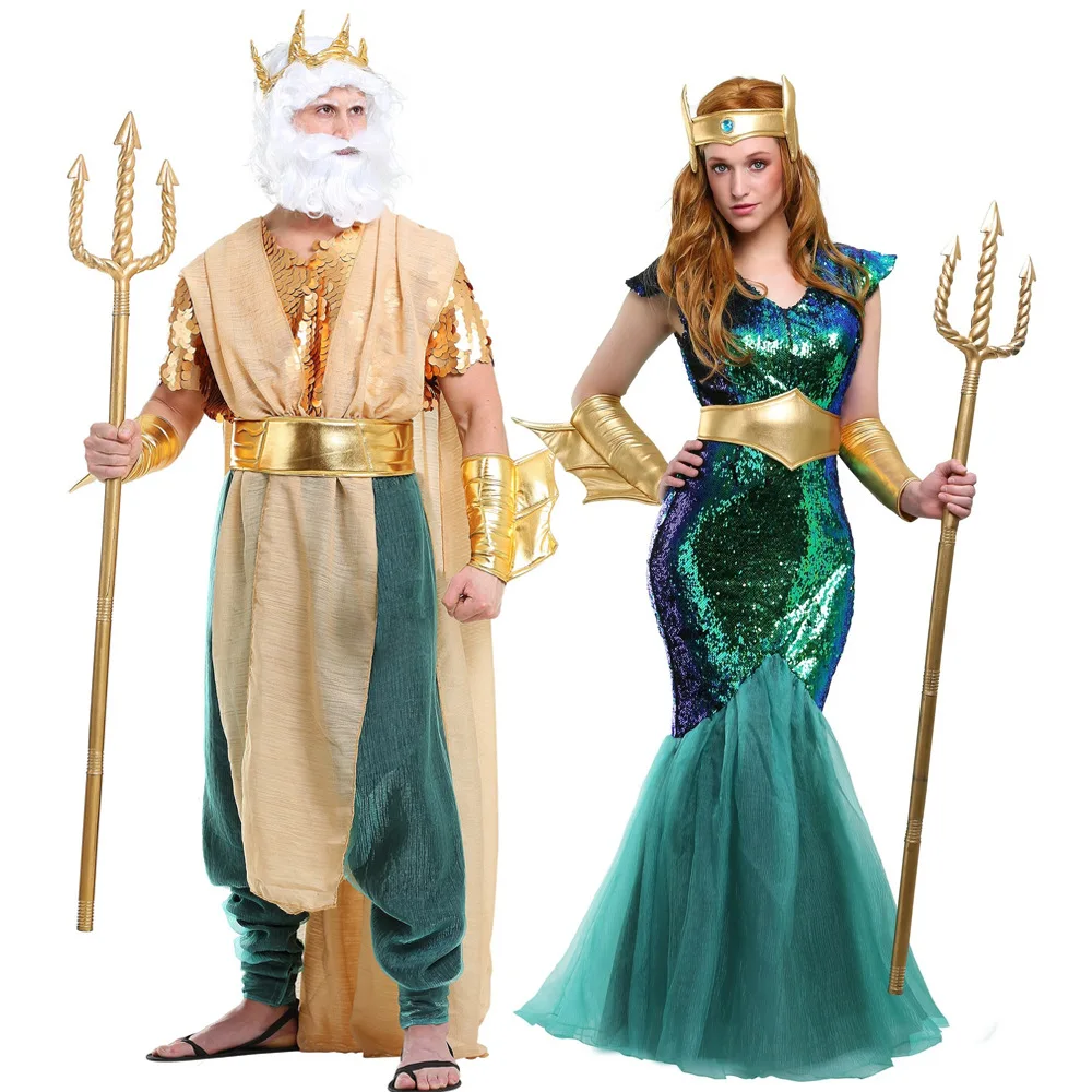 Top Trends: Women Sea Siren Mermaid Queen Costume Men&#039;s Poseidon Costumes Adult Egypt Egyptian Pharaoh Prince King Cosplay Fancy Dress Shoppable Styles